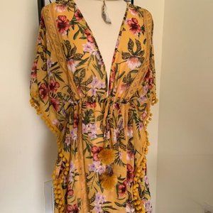 Time and Tru Cover Up one size yellow pom pom